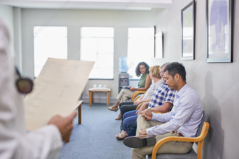 Patients waiting in a clinic waiting room, highlighting the convenience of virtual care